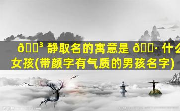 🌳 静取名的寓意是 🌷 什么女孩(带颜字有气质的男孩名字)